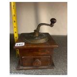 IMPERIAL VTG WOOD COFFEE GRINDER, CAST IRON