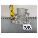 VTG PRESSED GLASS MATCH SAFE, BASKET WEAVE