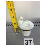 MILK GLASS TOP HAT TOOTHPICK HOLDER, FIGURAL