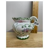 PORTUGUESE HAND-PAINTED CERAMIC PITCHER, FLORAL