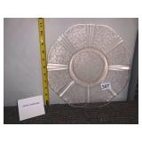 PINK DEPRESSION GLASS PLATE, ETCHED FLORAL