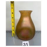 ART DECO IRIDESCENT GLASS VASE, CRACKLE FINISH,