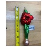 VTG HAND-BLOWN GLASS AMARYLLIS FLOWER ORNAMENT,