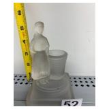 VTG FROSTED GLASS MATCH SAFE, FIGURAL WOMAN