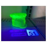 VTG VASELINE GLASS MATCH SAFE, PRESSED DIAMOND
