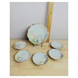 PORCELAIN SERVING SET, HAND-PAINTED MORNING GLORY