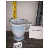 MILK GLASS CREAMER, OPALESCENT FINISH, RIBBED