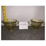 DEPRESSION GLASS CREAMER AND SUGAR BOWL, YELLOW,