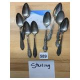 ASSORTED STERLING SILVER SOUVENIR SPOONS, VARIOUS