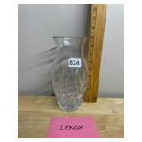 LENOX CRYSTAL VASE, CLEAR GLASS, CUT DIAMOND AND