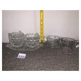 PRESSED GLASS CREAMER AND SUGAR SETS, CLEAR