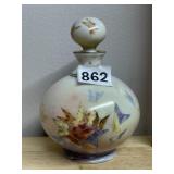 B&C FRANCE PORCELAIN PERFUME BOTTLE, HAND-PAINTED