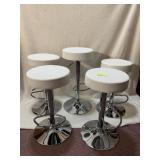 ADJUSTABLE BAR STOOLS, WHITE FAUX LEATHER
