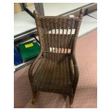 VTG WICKER ROCKING CHAIR, BROWN STAINED FINISH,