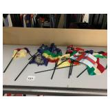 ASSORTED MINIATURE DESK FLAGS, SYNTHETIC FABRIC,