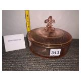 VTG PINK DEPRESSION GLASS DIVIDED SERVING DISH,