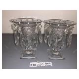 HEISEY IPSWICH PATTERN CRYSTAL VASES, CLEAR