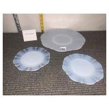 VTG OPALESCENT GLASS PLATES, SCALLOPED EDGES,