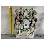 VTG MAJOLICA STYLE FIGURAL VASE, POLYCHROME