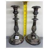 SILVER-TONE CANDLESTICKS, ORNATE FLORAL