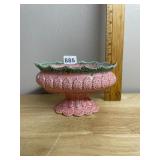 ANDRE PIERRE JAPAN PORCELAIN COMPOTE, PINK GLAZE,