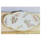 VTG PORCELAIN OVAL SERVING TRAY, SCALLOPED EDGES,