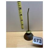 VTG METAL OIL CAN, BRASS SPOUT, RUSTED FINISH.
