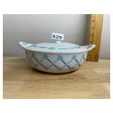 CERAMIC COVERED CASSEROLE DISH, BLUE FLORAL