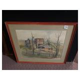A.E. EVANS WATERCOLOR PAINTING, DEPICTING HOUSES