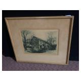P.R.L. HOGNER, ETCHING, OLD MILL, PERRYOPOLIS,