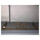 BRASS FIREPLACE FENDER, SCROLLWORK DESIGN, BALL