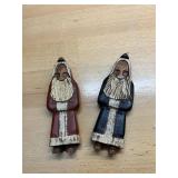VTG HAND-CARVED WOODEN SANTA FIGURES, PAINTED