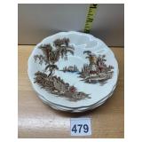 JOHNSON BROS THE OLD MILL SAUCERS, BROWN