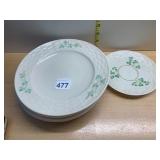 BELLEEK CHINA PLATES AND SAUCERS, BASKETWEAVE