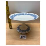 WEDGWOOD JASPERWARE FOOTED COMPOTE, PALE BLUE AND