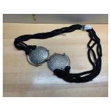 COSTUME BELT, BRAIDED BLACK CORD, HAMMERED