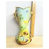 LIMOGES PORCELAIN VASE, HAND-PAINTED SUNFLOWER