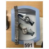 TWO QUARTZ WRISTWATCHES W/ SILVER-TONE CASES, ONE