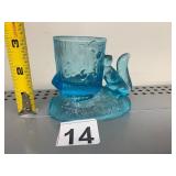 PRESSED GLASS MATCH HOLDER, SQUIRREL AND TREE