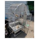 LARGE METAL BIRD CAGE, DOME TOP, HINGED DOOR,