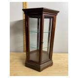 HEXAGONAL TABLETOP DISPLAY CABINET, WOOD FRAME,