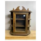 VTG WOODEN WALL CABINET, GLASS DOOR, SIDE
