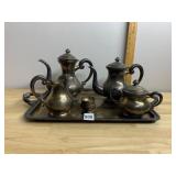 EPB SILVER-PLATED TEA SERVICE, 5PC SET W/ TRAY,