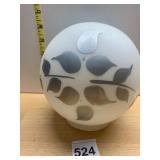 MILK GLASS GLOBE SHADE, WHITE W/ SILVER LEAF