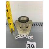 VTG PRESSED GLASS OWL MATCH HOLDER, MOLDED