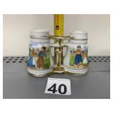 VTG PORCELAIN BINOCULAR-FORM MATCH SAFE, GILT
