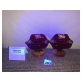 PR RUBY FLASH GLASS CANDLE HOLDERS, HAND-PAINTED
