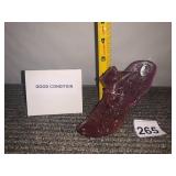 FENTON GLASS SHOE, PINK, HOBNAIL AND DIAMOND