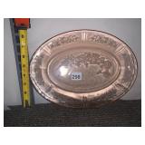 DEPRESSION GLASS OVAL PLATTER, PINK, FLORAL
