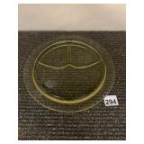 VTG URANIUM GLASS DIVIDED RELISH TRAY, PRESSED